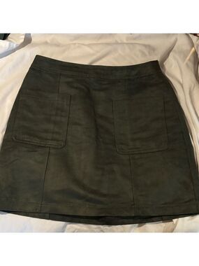 Faux Suede Olive Green Women's Skirt